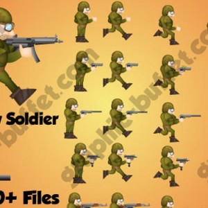 Running Army Soldier Game Character (with weapon pack) Graphic Assets